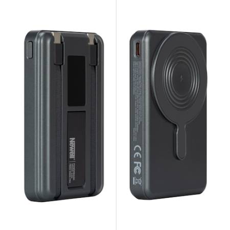 Newell MS-10000 Pro - power bank, 10000mAh, MagSafe, 2x USB-C, szary_Power bank z prawej i z lewej_2
